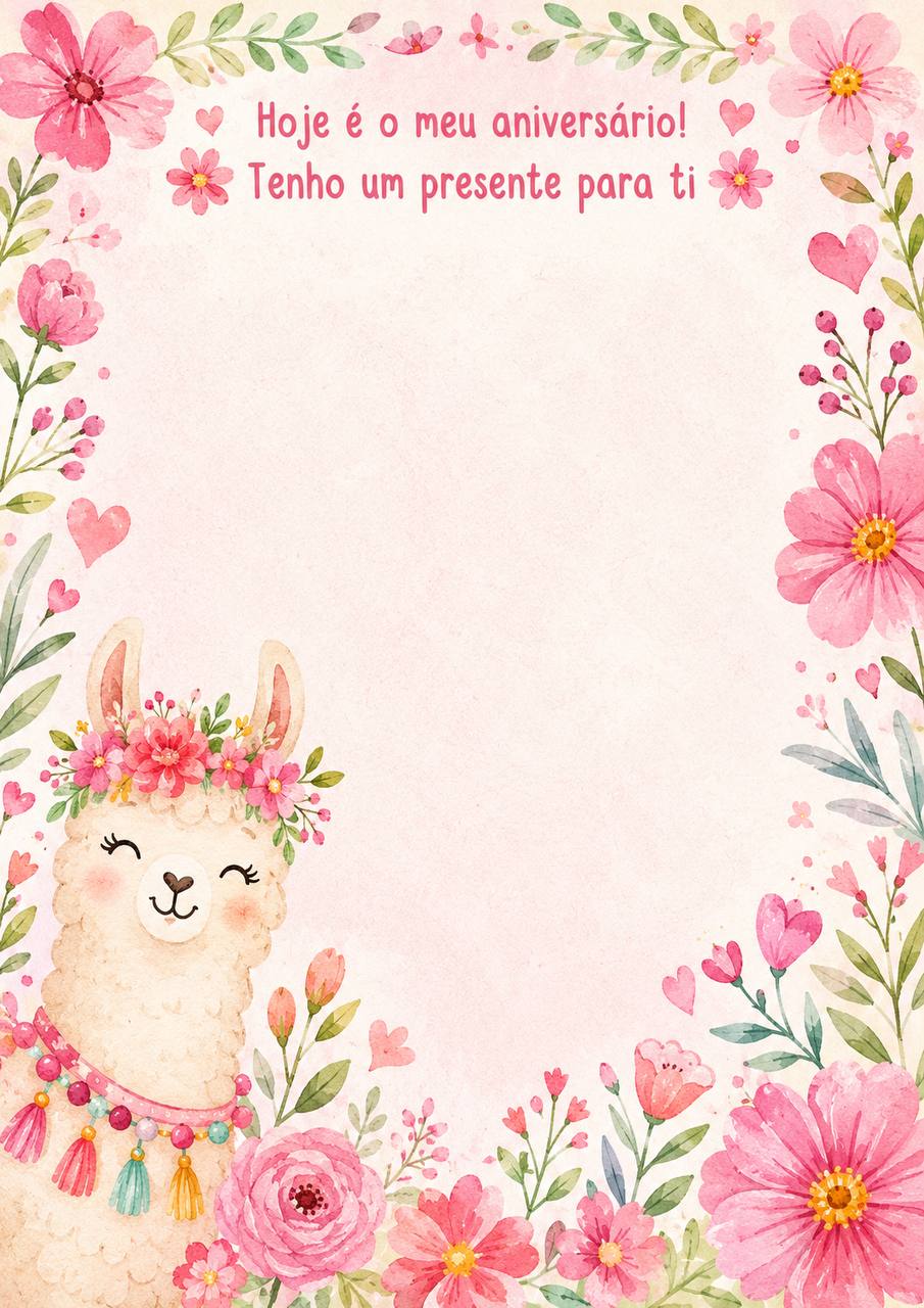Cute Llama Party Kit + Personalised Card